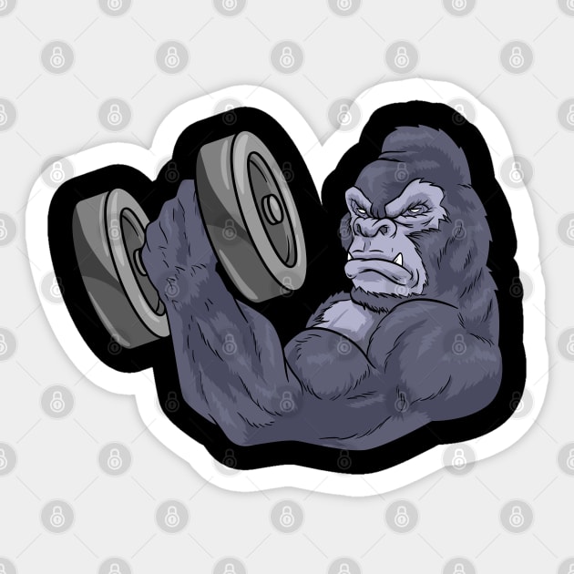 Gorilla as bodybuilder with barbell Sticker by Markus Schnabel